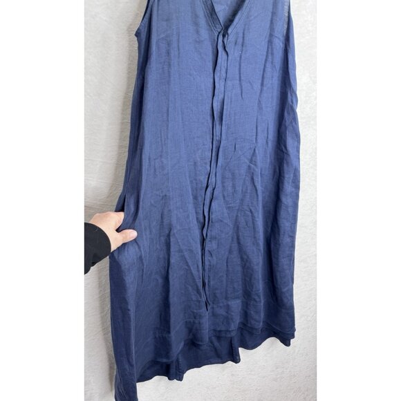 ROSSO35 Women's Navy Blue Linen A Line Dress Size 40 EU Small US - Picture 15 of 15